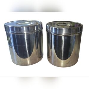 Vintage Vollrath 8803 Stainless Steel Canisters w/Lids Set of 2 USA